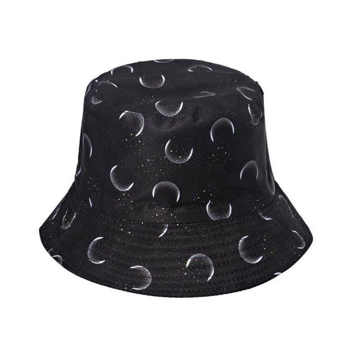 Starry sky, moon and five-pointed print sun-shield fisherman hat