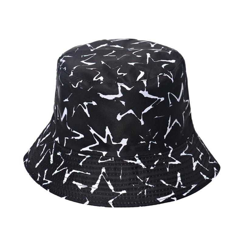 Starry sky, moon and five-pointed print sun-shield fisherman hat