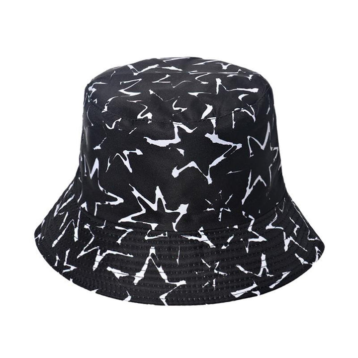 Starry sky, moon and five-pointed print sun-shield fisherman hat