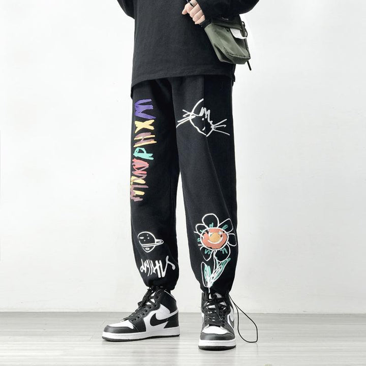 hiphop pants male hip-hop hip-hop oversize sports pants hip-hop graffiti casual pants