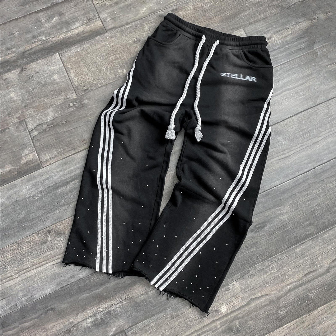 Interstellar casual street retro washed striped wide-leg sweatpants