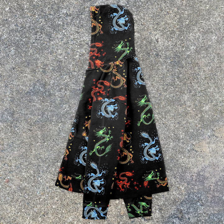 Trendy Contrast Dragon Pattern Zip Hoodies