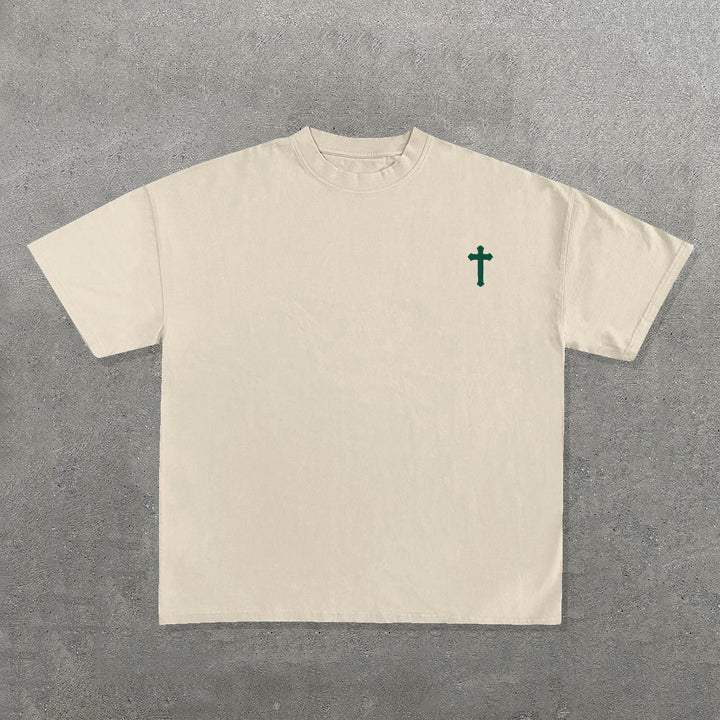 Just God Not Luck Print Short Sleeve T-Shirt
