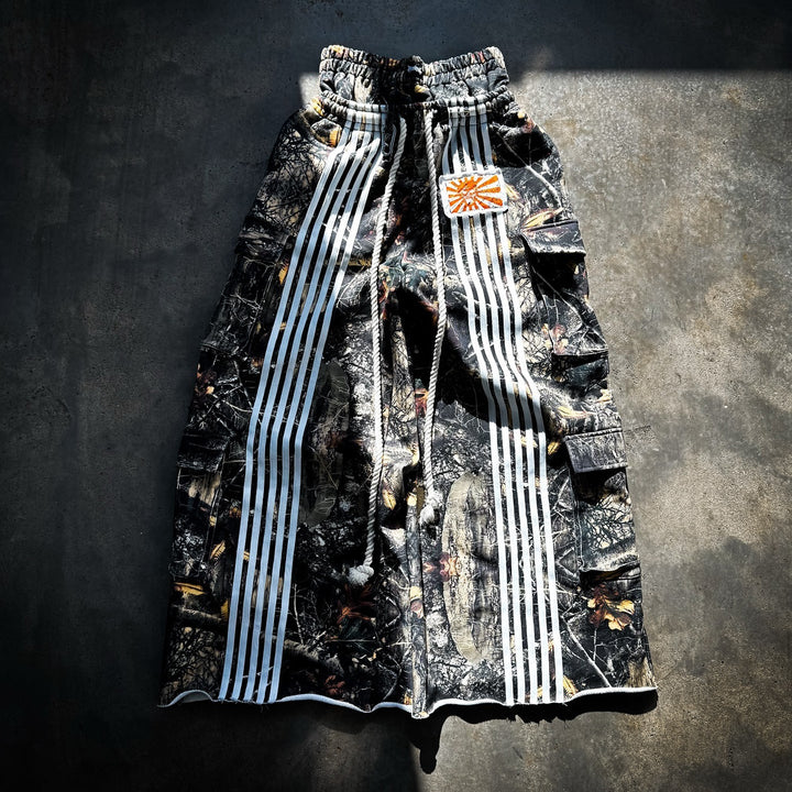 Camouflage hunter casual street wide-leg pocket double waist sweatpants