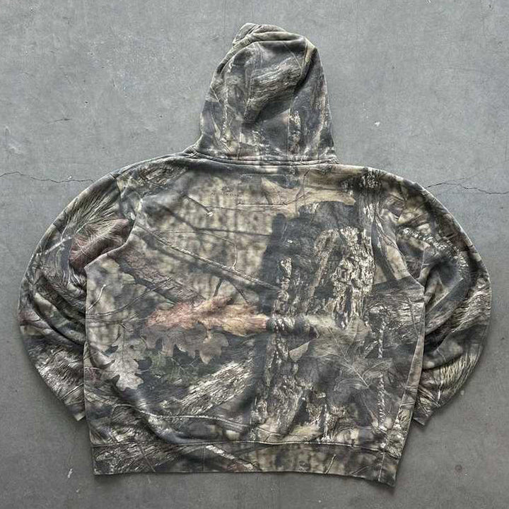 Camouflage Forest Letters Print Long Sleeve Hoodies