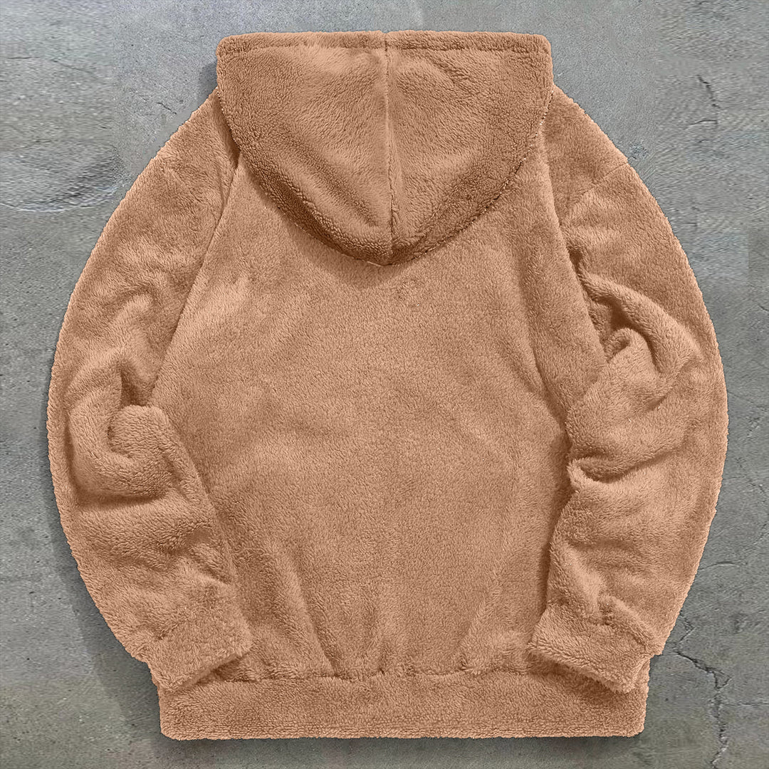 Trendy retro trendy brand pattern plush hoodie