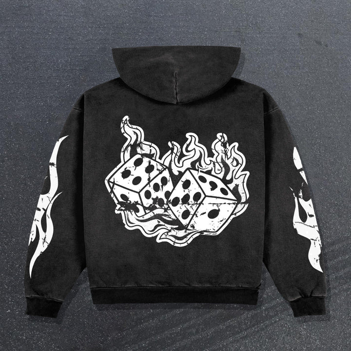 Jackpot Print Long Sleeve Zipper Hoodies