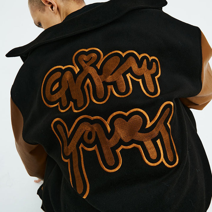 Jigsaw embroidery loose tide brand stitching lapel baseball style casual jacket