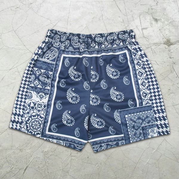 Paisley Graphic Print Elastic Shorts