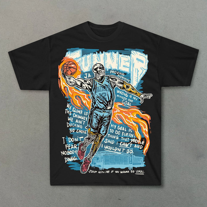 Street Sports print hip-hop T-shirt