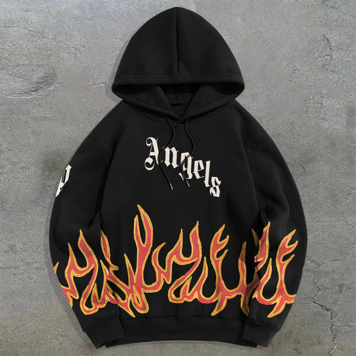 Tide brand flame angel print hoodie