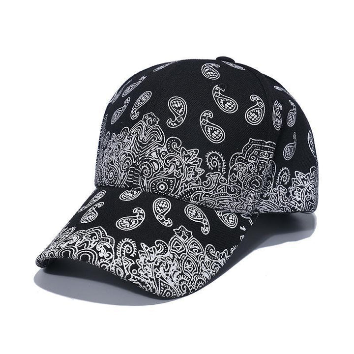 Hip-hop punk sunshade black and white cashew baseball cap with curved brim