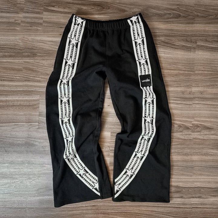 Star casual street wide-leg heavyweight sports pants