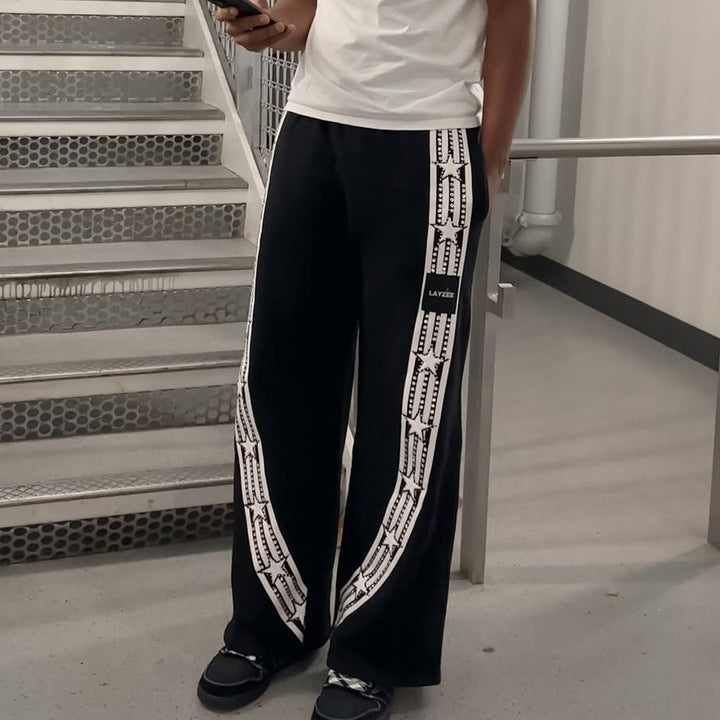 Star casual street wide-leg heavyweight sports pants