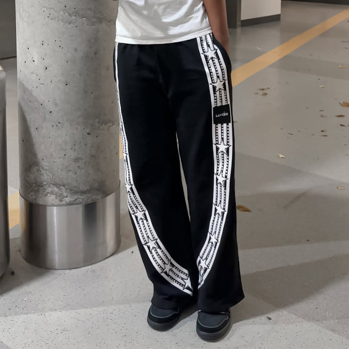 Star casual street wide-leg heavyweight sports pants