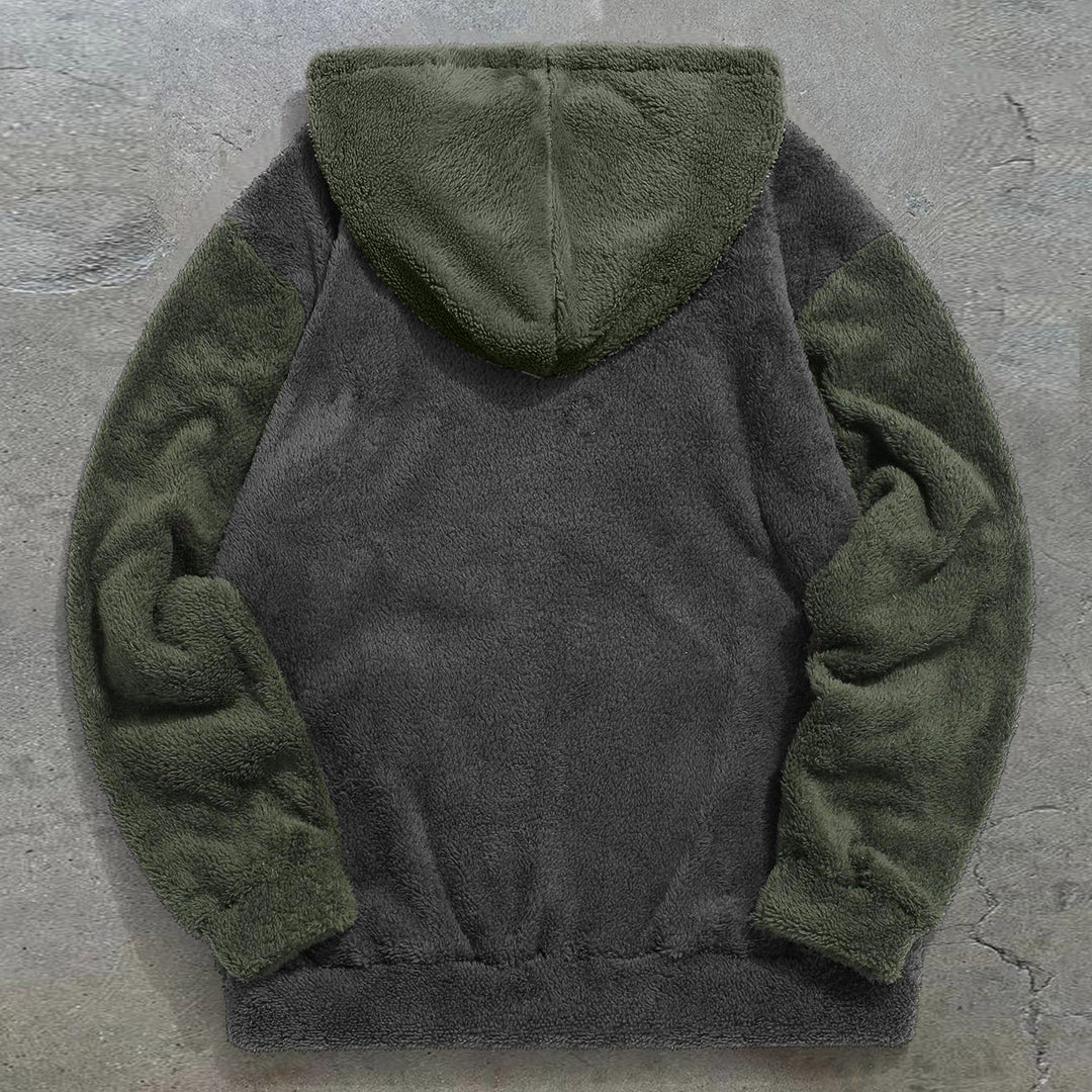 Astronaut Bear Colorblock Retro Plush Hoodie
