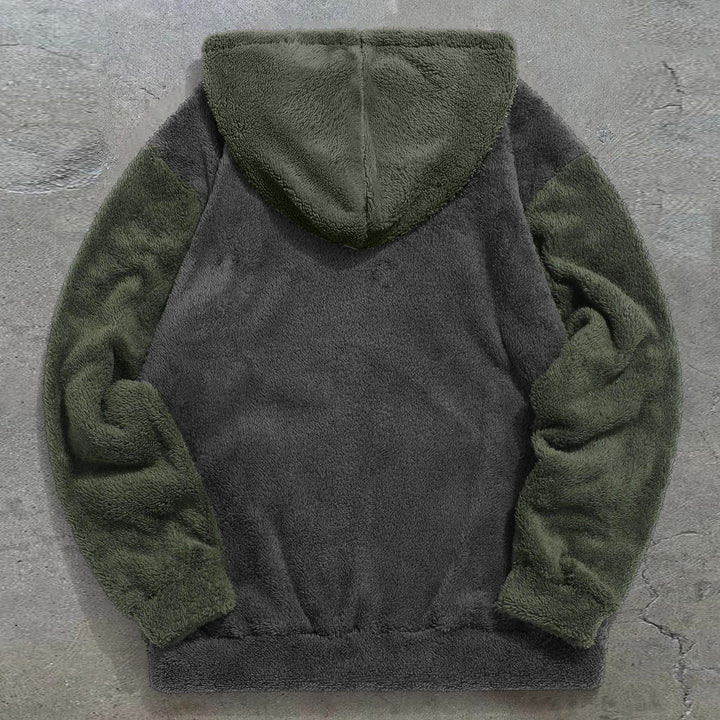 Astronaut Bear Colorblock Retro Plush Hoodie