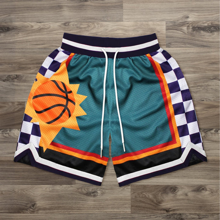 Contrasting color trendy street mesh Sports shorts