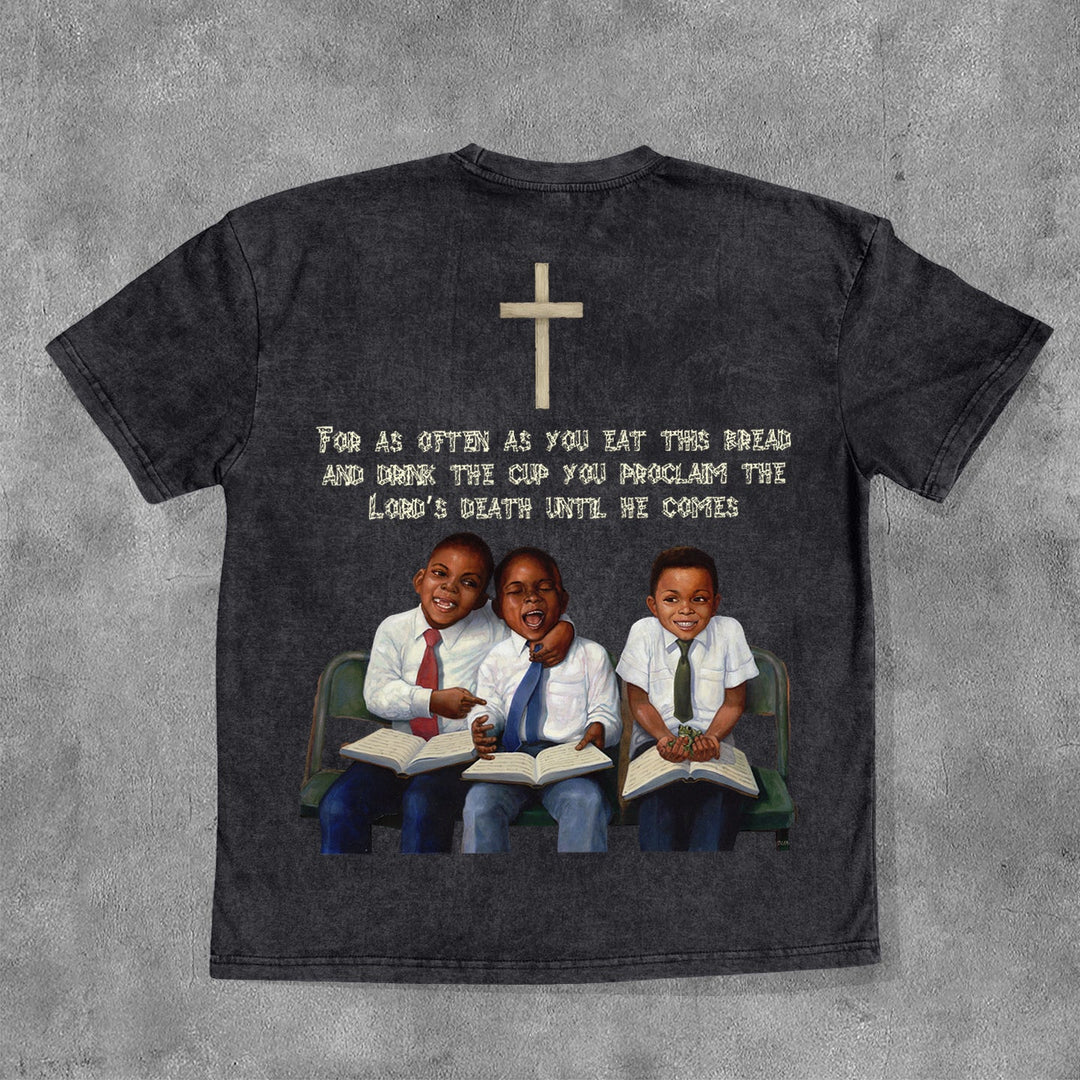 First Sunday Washed Distressed Short Sleeve T-Shirt