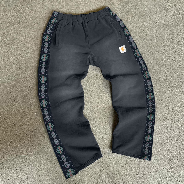 Tribal ribbon panel wide-leg pants
