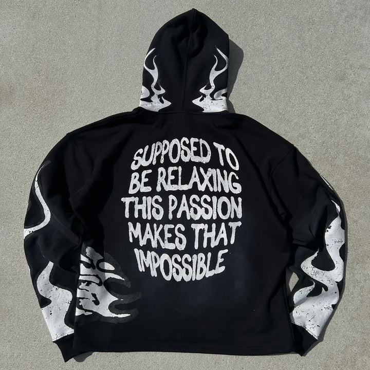 Impossible Letters Print Long Sleeve Hoodies