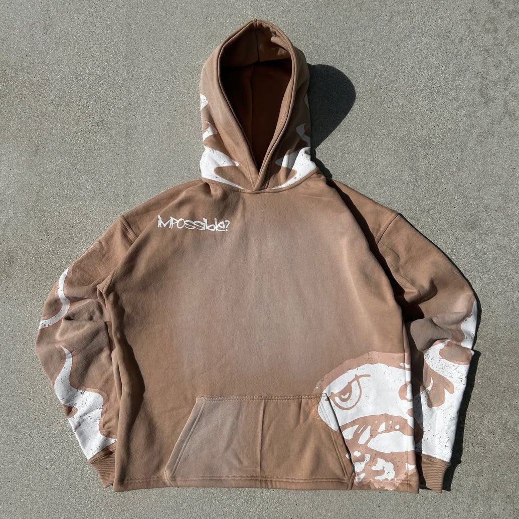 Impossible Letters Print Long Sleeve Hoodies