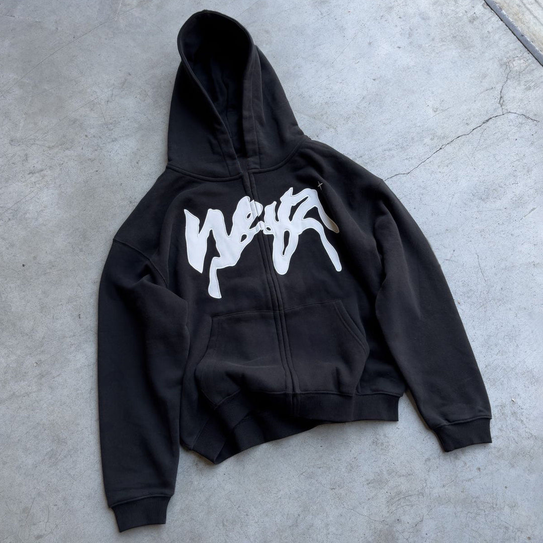 Casual Print Long Sleeve Zipper Hoodies