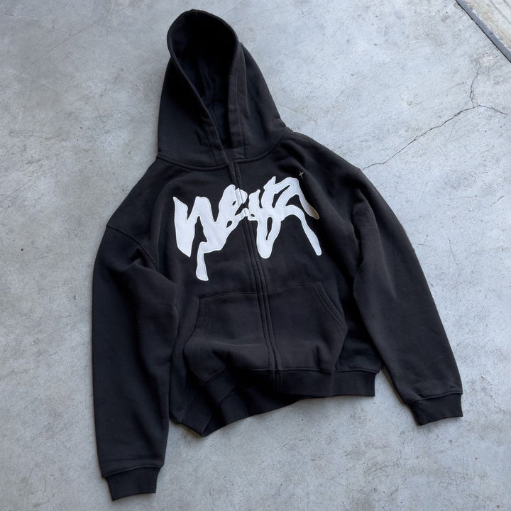 Casual Print Long Sleeve Zipper Hoodies
